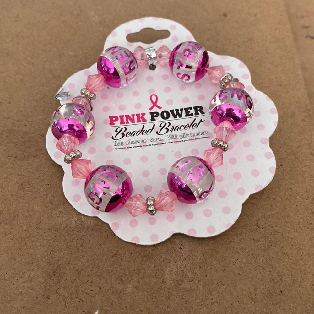 Breast cancer awareness beaded bracelet bnwt